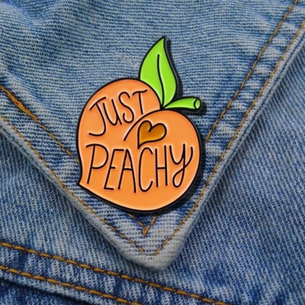 Peach enamel pin